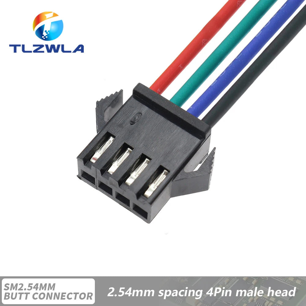 10PCS JST SM 2/3/4/5/6Pins 2.54MM Plug Male to Female Wire Connector cable pigtail Plug LED Connecting line 20cm Long