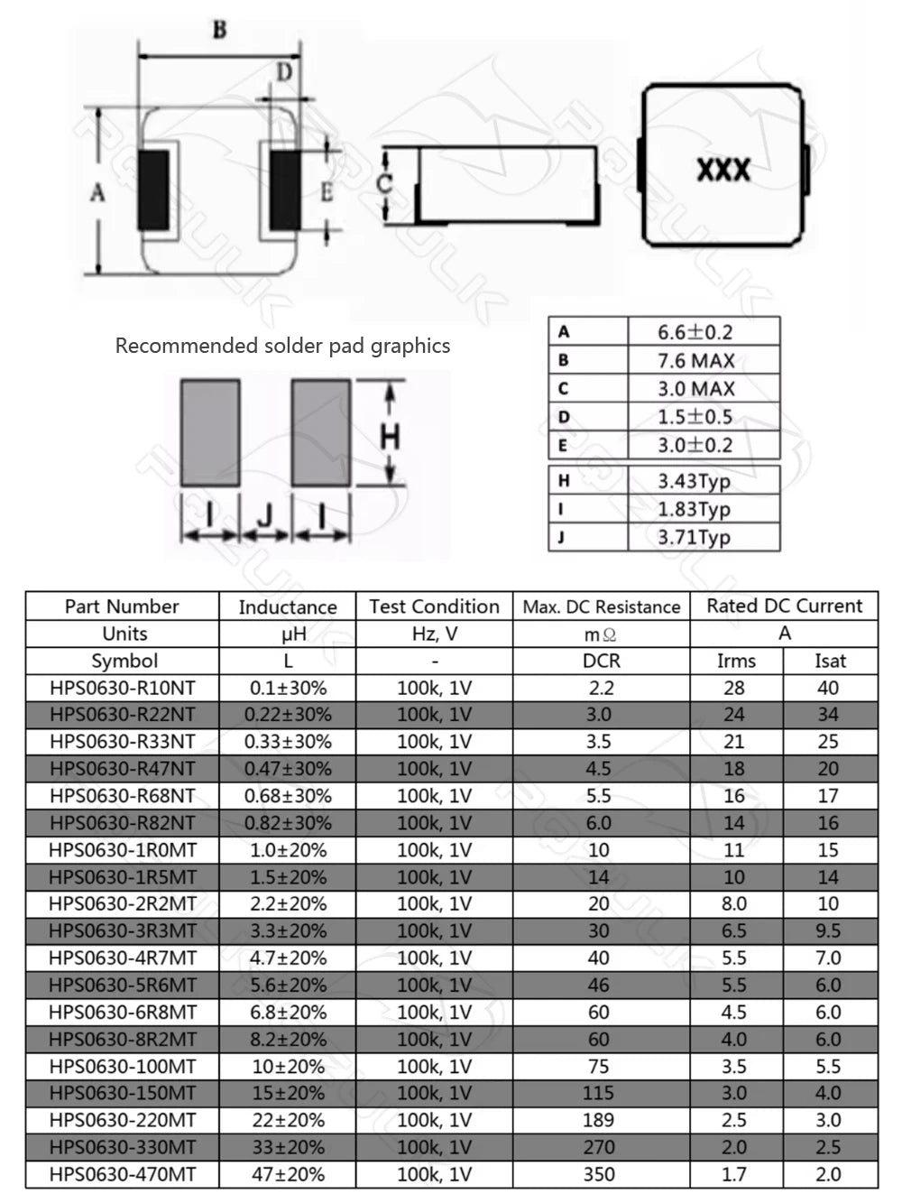10PCS 0630 SMD Power Inductors 1uh 2.2uh 3.3uh 4.7uh 6.8uh 10uh 15uh 22uh 33uh 47uh Chip Inductor 6*6*3