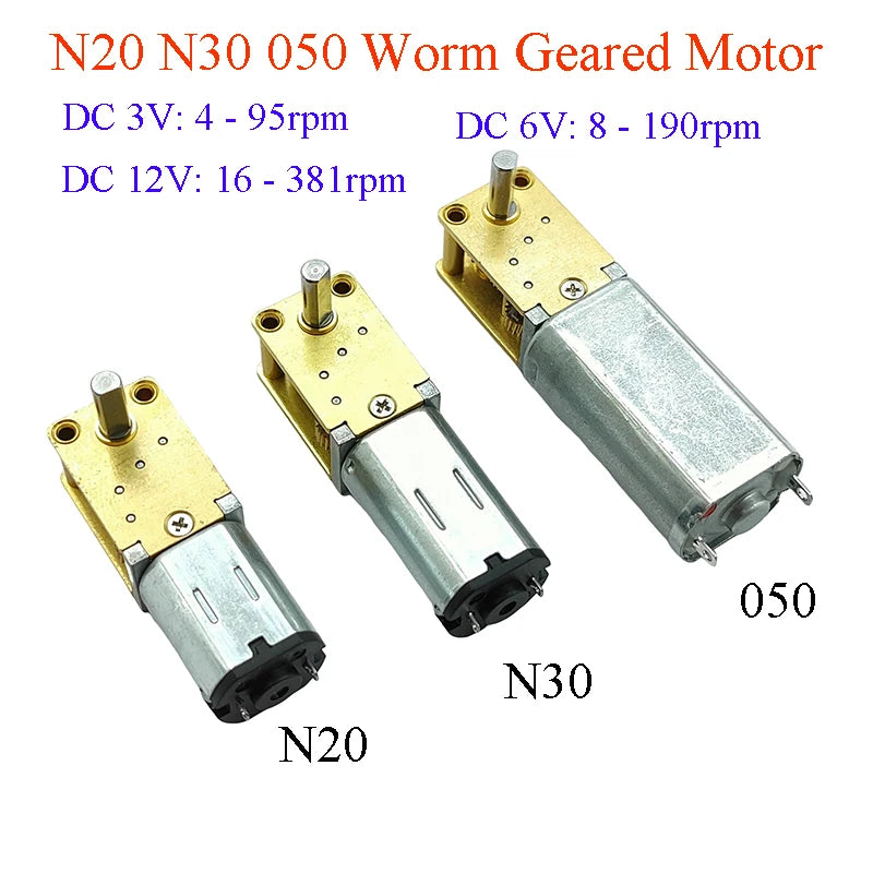 DC Gear Motor for DIY Robot Toy Slow Speed High Torque All Metal Gearbox Worm Drive 3V 6V 12V 050 N30 N20