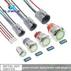 12/16/19/22mm Waterproof Metal Push Button Switch LED Light Momentary Latching Car Engine Power Switch 12V 24V Red Blue