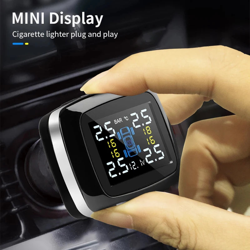 Smart Cigarette Lighter USB TPMS Car Tire Pressure Alarm Monitor System 4 Sensors Display Tyre Pressure Temperature Alarm
