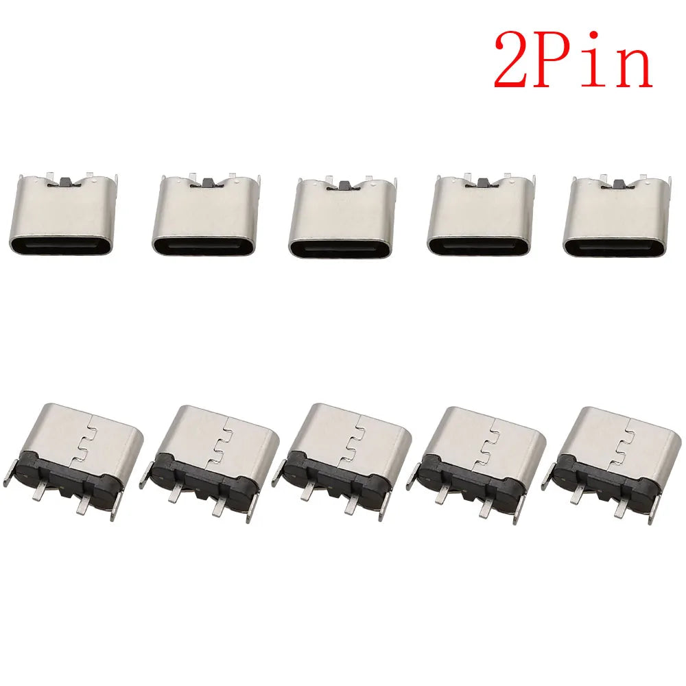 10Pcs USB Connector Type C Female Charging Port Jack 2P/6P/16P/24 Pin Soldering PCB SMD SMT DIY USB-C Socket Adapter