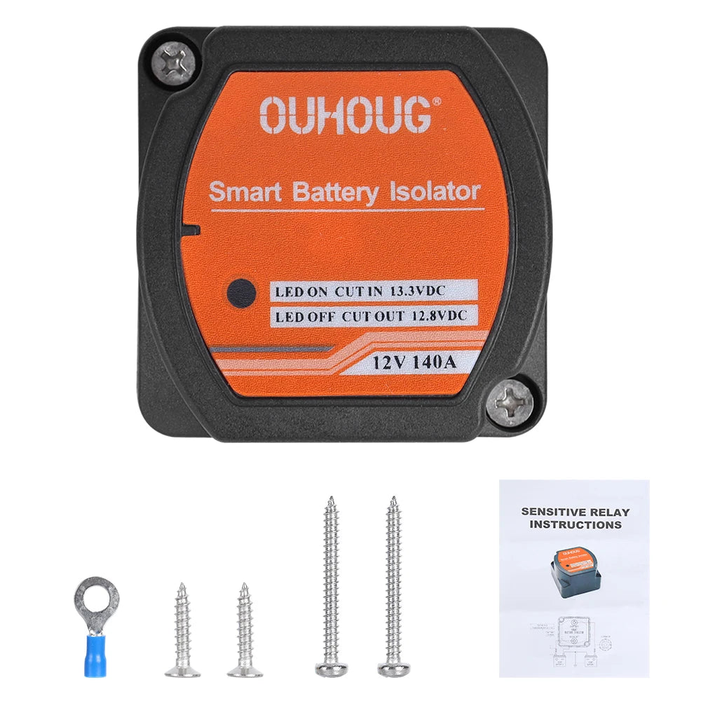 Car Split Charge Relay Kits 3/5/7m Adjustable Voltage Dual Battery Isolator Camper RV Yacht Smart Battery Isolator Charge
