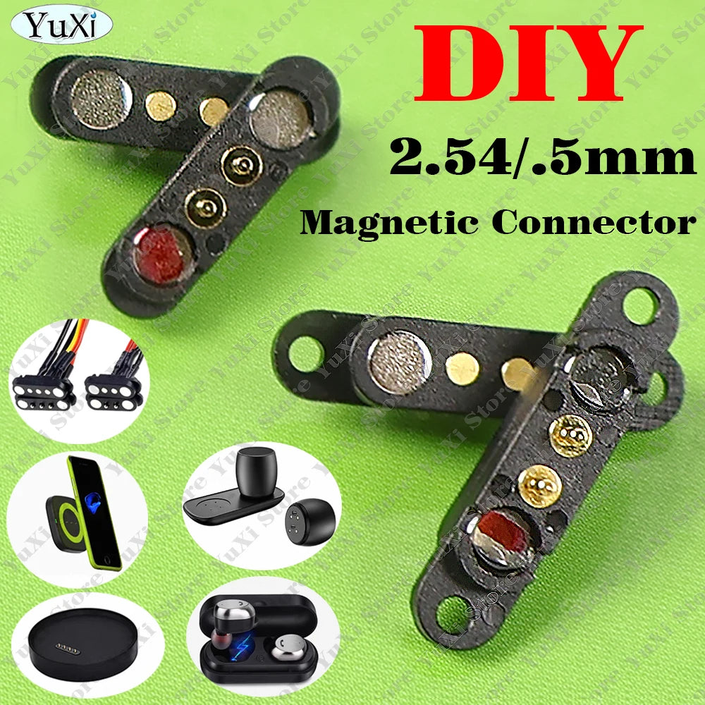 1-10set DC Magnetic Pogo Pin Connector 2Pin 3P 4P 5P 6P 7P 8P Pogopin Male Female Spacing 2.5/2.54mm Loaded Power Socket 2A