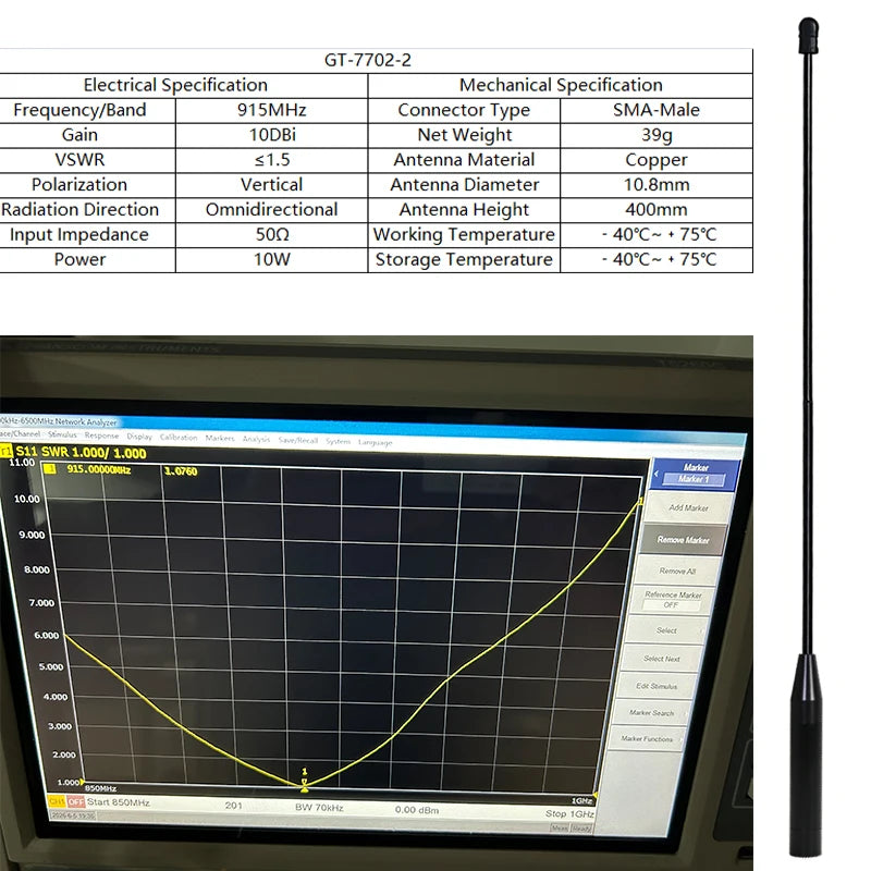 GIZONT LoRa 915MHz Antenna 17CM For MeshTastic LoRaWan 902-928MHz 20CM SMA Flexible Whip Antenna 40CM Enhanced Antenna