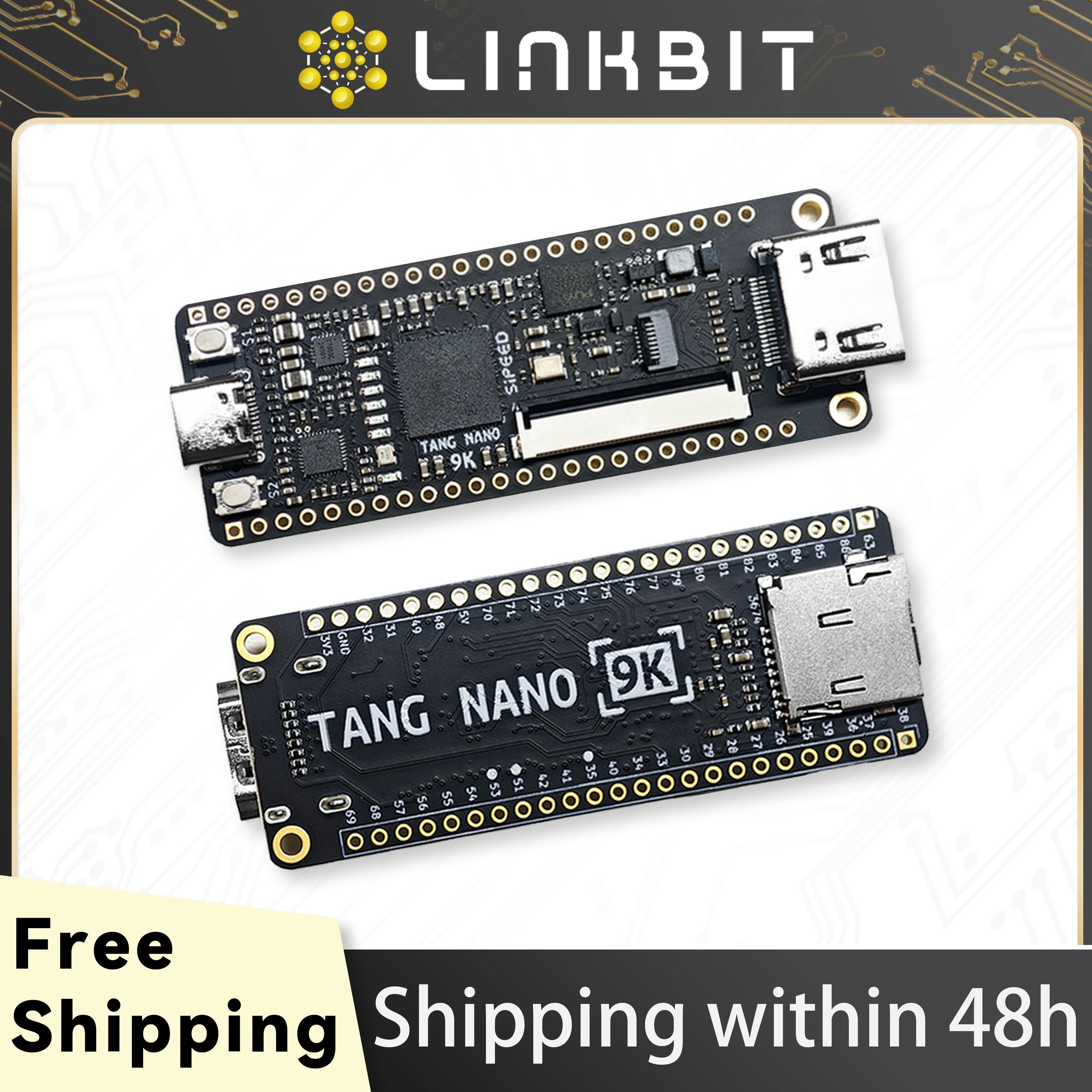 Sipeed Tang Nano 9K Gowin's GW1NR-9 FPGA Chip Development Board Onboard 6 Programmable LEDs HDMI Type-C Data Cable