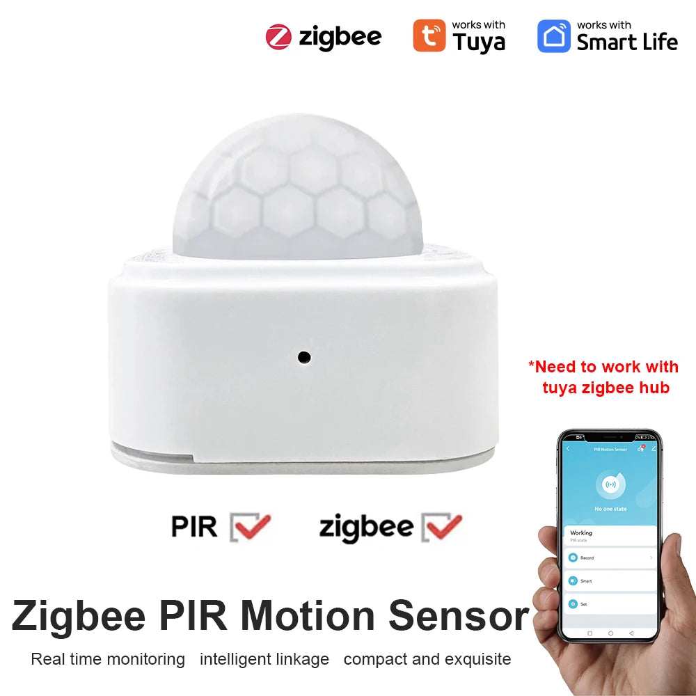 1- 10PCS Tuya Zigbee PIR Motion Sensor Detector Security Smart Life Tuya Zigbee Movement PIR Detector Needs Zigbee Gateway/Hub
