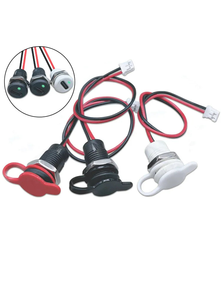 2Pin LED Lamp USB C High Current Charging Socket with Nut Snap Lock Plate TYPE-C Female Type C Waterproof Female Connector Jack