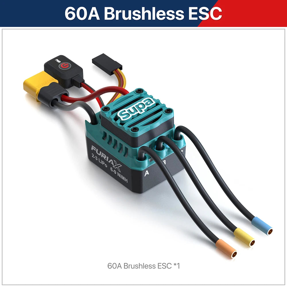 SKYRC Brushless Motor ESC Combo FuriaX Supa 3650 Motor 60A ESC 2-3S LiPo 3.175mm Shaft For 1/10 Touring Buggy Short Course Truck
