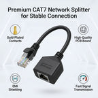 Portable RJ45 Ethernet Adapter Cable Extension 1 to 2 Port Excellent Connection Transmission Splitter Adapter for Home Office