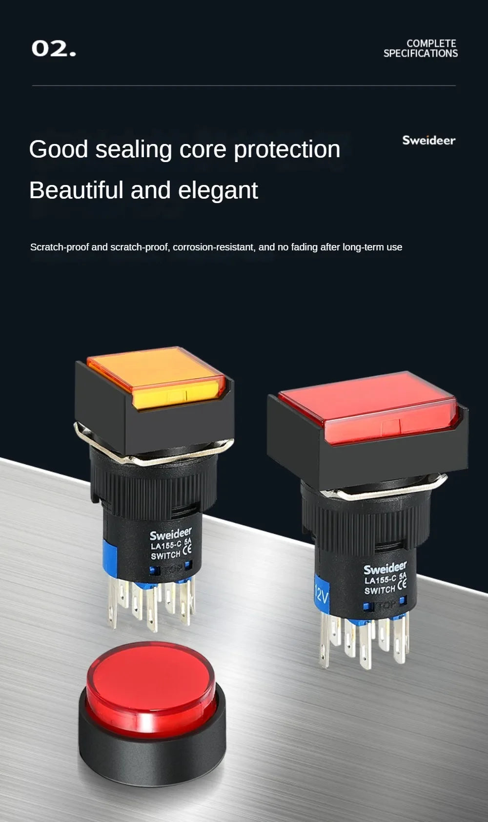 16mm Push Button Switch LED Illuminuted 12/24/220V Momentary Self-locking on Off with Light Square Round Rectangle Power Switch