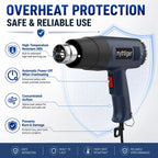 2000W Heat Gun Professional Hot Air Gun Adjustable Temperature 60-600 D 4 Nozzles for DIY Stripping Paint Shrinking PVC and Home