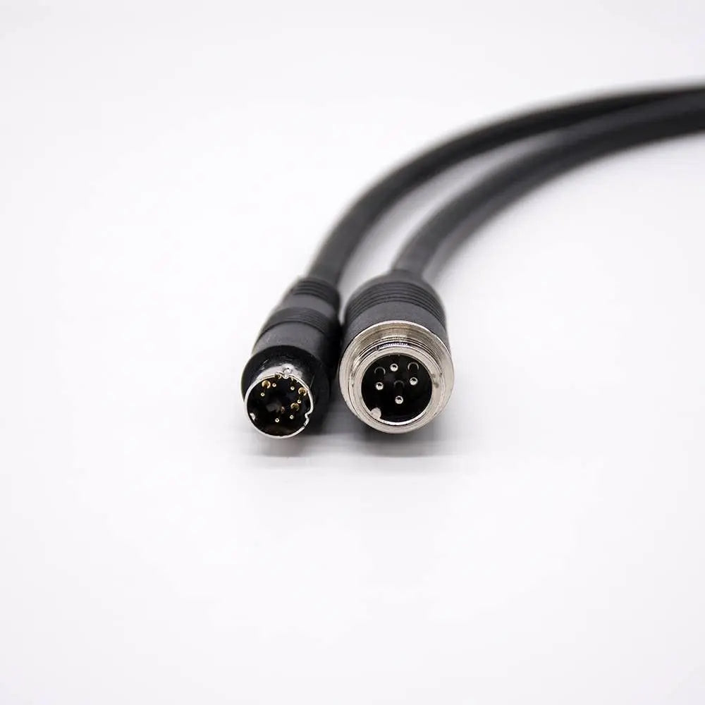 Mini Din Electrical Plug Connector 6 Pin To GX12 4 Pin Straight Male Injection Cable PVC 22AWG 300mm