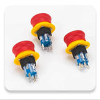 16MM Red Illuminated Rotary Emergency Stop Button Switch Wired with Light 1NO1NC Rotate Reset Welding Pin Knob Plastic Switches