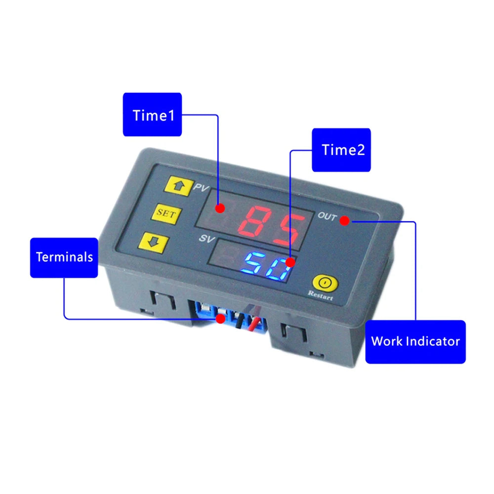 T3230 AC 110-220V DC 12V 24V Digital Delay Relay LED Display Cycle Timer Control Switch Adjustable Timing Delay Relay Switch
