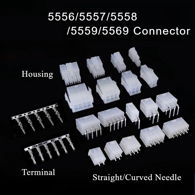 10Set MX4.2mm Pitch 5557/5558/5559/5569 0.165" Mini-Fit Dual Row 2*1-2*12P Female Receptacle Male Plug Pin Terminal Connector