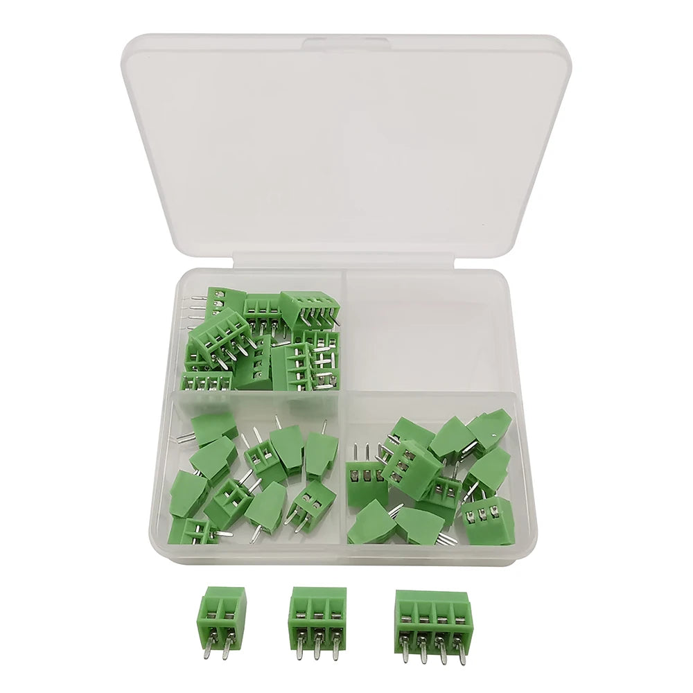 30Pcs/Box KF128 2/3/4Pin 2.54mm PCB Mini Screw Terminal Block Connector KF128-2.54 2p 3p 4p for 26-18 AWG Wire