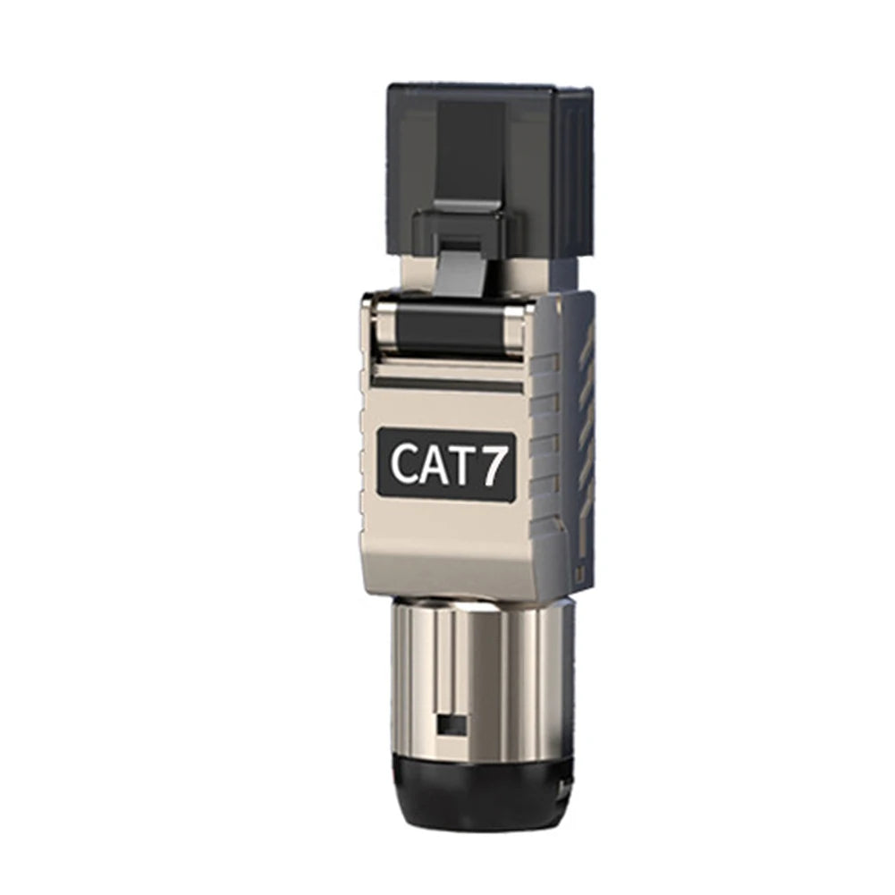 Metal Shielded Tool Free Easy Termination Plug CAT6A/CAT7/CAT8 Gold Plated Field Termination Connector RJ45 Network Connector