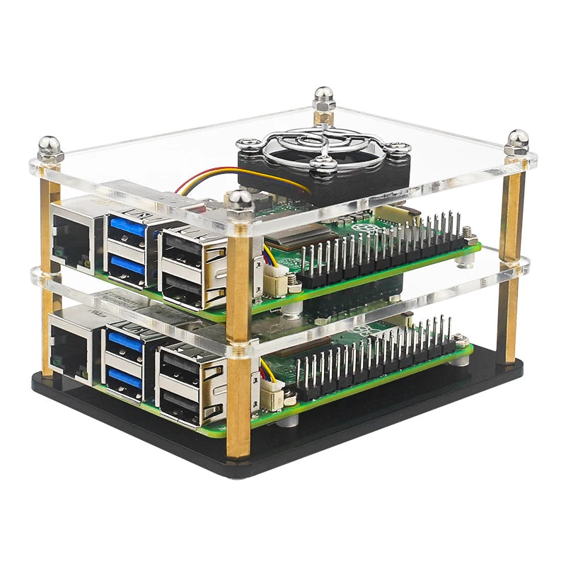 Raspberry Pi 5 Acrylic Case 1-5 Layer Transparent Enclosure PWN Cooling Fan Stackable Plate Shell for Raspberry Pi 5 RPi 5