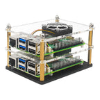 Raspberry Pi 5 Acrylic Case 1-5 Layer Transparent Enclosure PWN Cooling Fan Stackable Plate Shell for Raspberry Pi 5 RPi 5