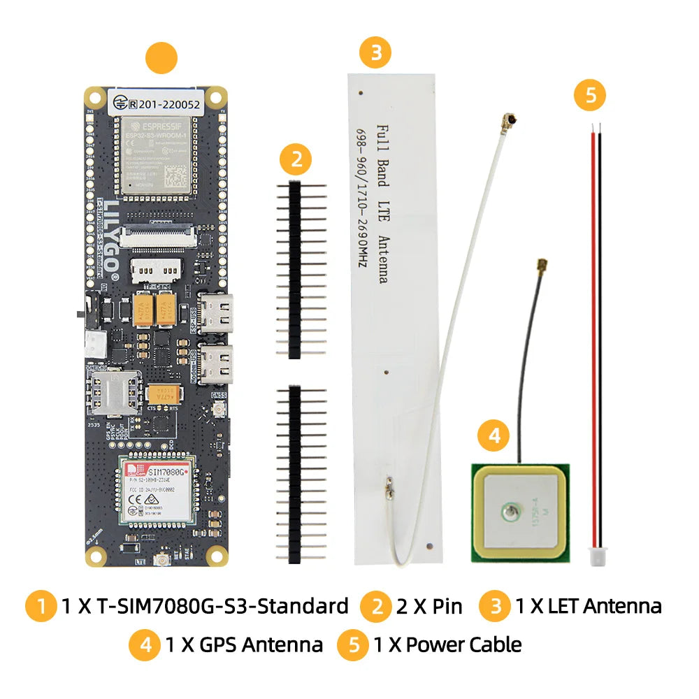 T-SIM7000G-S3-Standard SIM7080G ESP32-S3 WIFI BLE IOT Controller Development Board Cat-M/NB-loT+Camera +GNSS+TFCard+18650