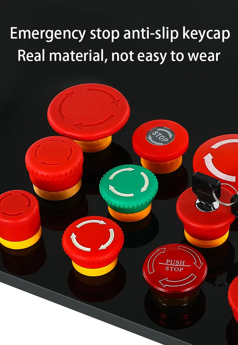 LA38 Emergency Stop 10A Self-locking Rotary Reset Latching Head Power Switch Mushroom Push Button Switch 22mm 1 NO I NC 2NC