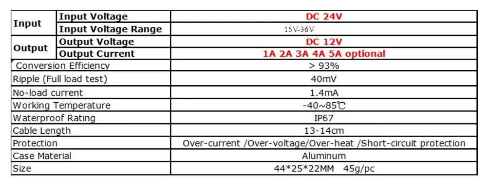 DC-DC 24V to 12V 15V-36V to 12V 5A 3A Step-Down Converter Car Power Module Buck Model Converter 24V 12V Waterproof Module