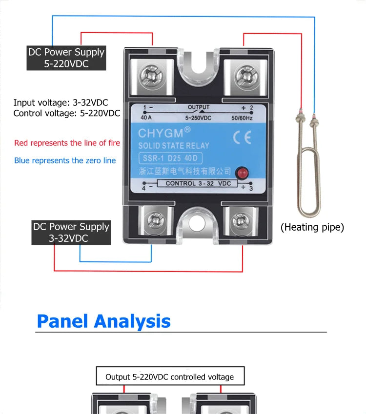 SSR-10DD/25DD/40DD/50DD/60DD/75DD/80DD/90DD DC Control DC SSR Single Phase Solid State Relay 5-220VDC 3-32VDC Solid State Relay