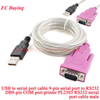USB to RS232 COM Serial Port RS-232 9 Pin DB9 Data Cable 340 Convertor PDA FT232 PL2303 With Female Adapter WIN10 Windows 8 XP