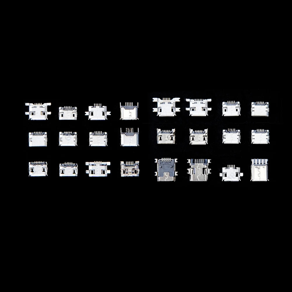120Pcs Micro USB Connector Kit 24 Models Female Mini Usb Soldering Connectors Diy For MP3/4/5 Samsung Huawei SMD DIP Socket Kit