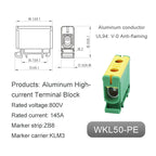 Aluminum Power Distribution Block WKL 50/95/150/240 mm² Cable Connector Din Rail Terminal Block Box WKL50/WKL95/WKL150/WKL240