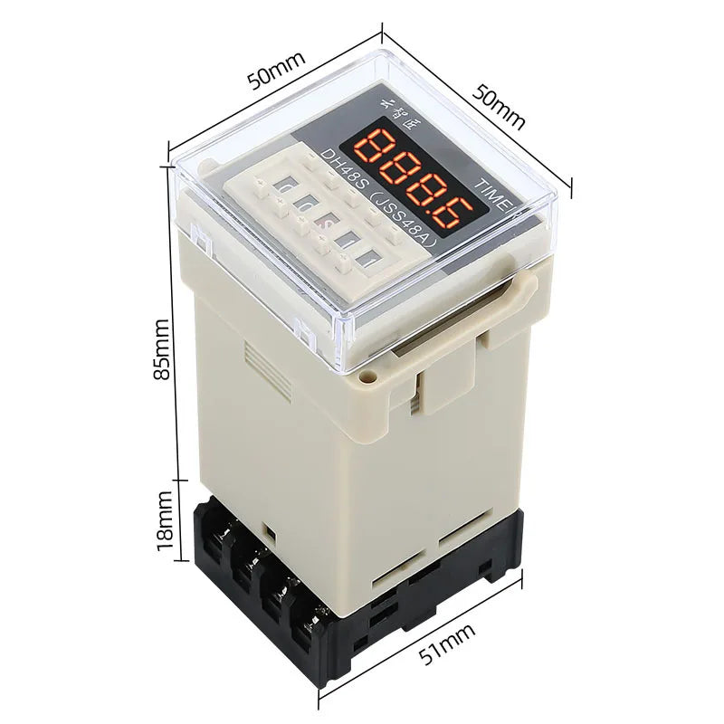 DH48S DH48S-1Z Digital Display Time Relay 220V 24V 12V A Set Of Power On Delay Timer AdjustAble