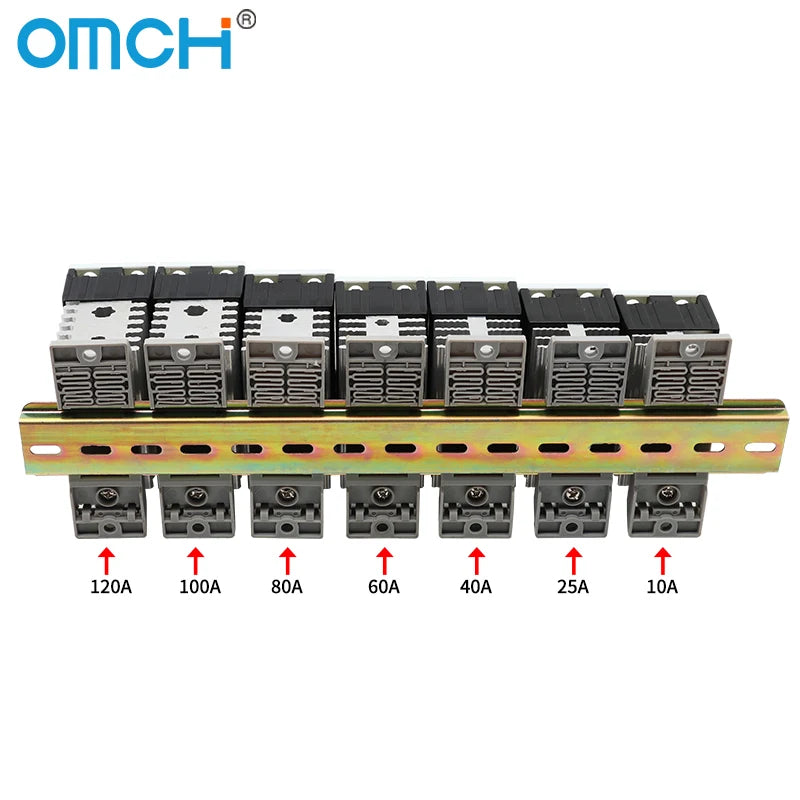 OMCH DIN Rail SSR Solid State Relay With Aluminum Heat Sink DA AA DD 3-32VDC 10A 25A 40A 60A 80A 100A 120A Single Phase Control