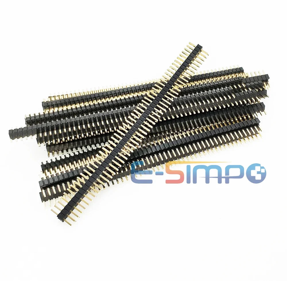 100pcs 1*2/3/4/5/6/40/50P 1.27mm Straight/RA 90d/ Horizontal RASMT Single Row 0.05" Gold-Plated Rohs PCB Male Pin Header