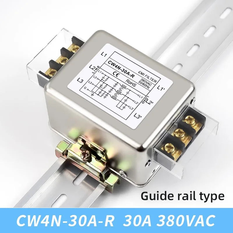 AC power supply EMI filter terminal&Guide rail type CW4N-10/20/30A-R 3-phase 3-wire power purifier Anti-interference for audio