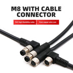M8 Sensor Connector with Wire Waterproof 3 4 5 6 8 Pin Straight Elbow Aviation Connectors Male Female L-shaped Plug with Line