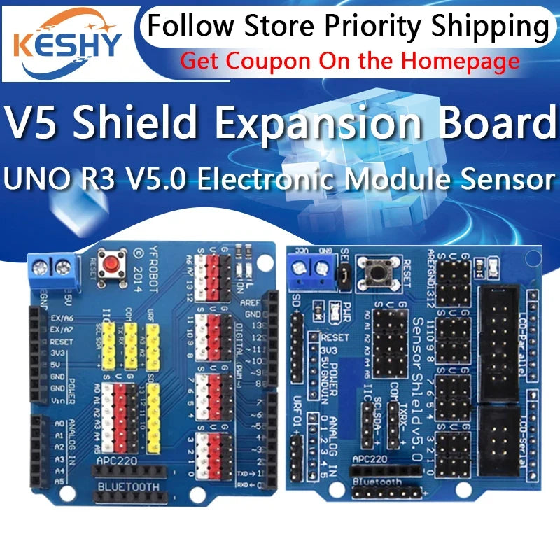 V5 Sensor Shield Expansion Board Shield For Arduino UNO R3 V5.0 Electronic Module Sensor Shield V5 expansion board