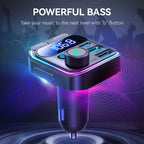 Joyroom Bluetooth 6.0 FM Transmitter with PD 45W&QC3.0 Fast Charger Bluetooth Car Adapter Portable Car AUX Radio Modulator MP3