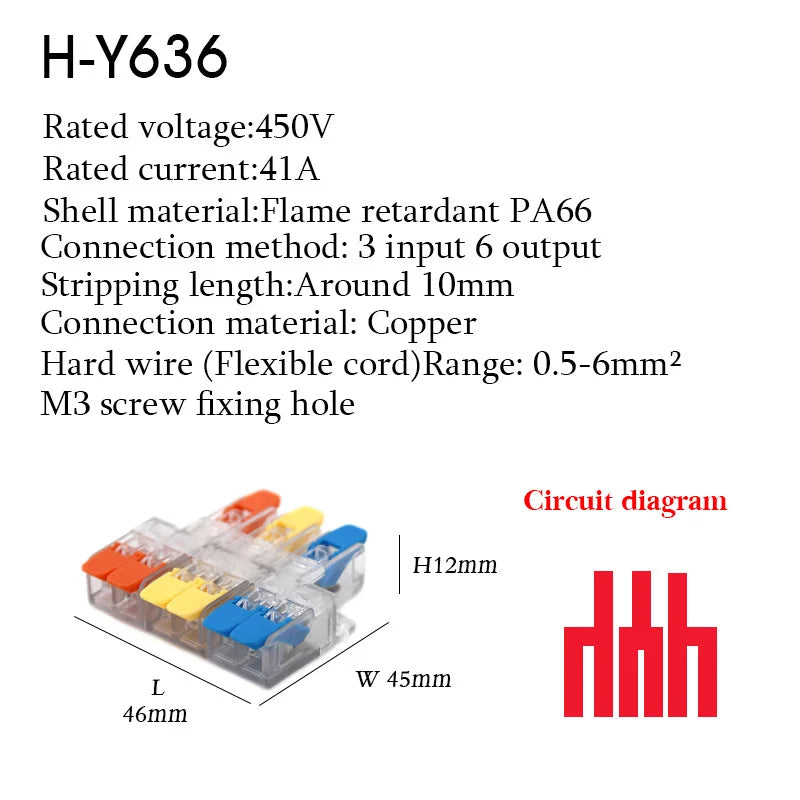 Wire Connector Electrical Terminal Blocks Splitter Led Push in Quick Connectors Conductor Cable  Junction Box 0.5-6mm²