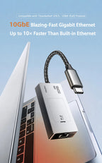 XikeStor SKN-U410M USB4 10GbE Ethernet Adapter 10G RJ45 with M.2 2230 NVMe SSD Enclosure for Thunderbolt 3/4/5 Mac PC