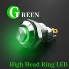 1pc 10mm Metal Push Button Switch with LED Indicator Self-reset Momentary Self-locking Latching 4pins High Head 3v5v12v24v220v