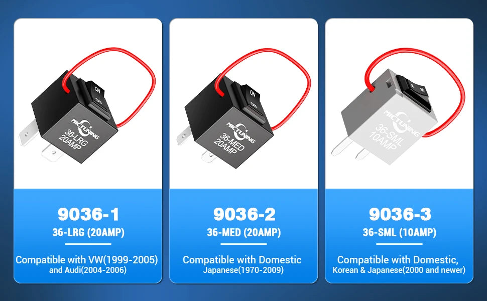 MICTUNING 9038A 12V Relay Bypass Switch Kit with Current Loop, 6-Piece, Fuel Pump Relay Bypass Main Switch, Diagnostic Test Tool
