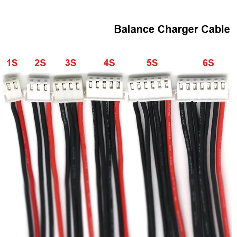 10pcs Lipo Battery Balance Charger Single Head Silicon 22AWG Cable 1S-8S  IMAX B6 Connector Plug 10-50cm Wire