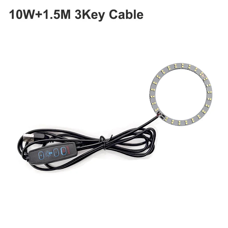 1Pcs USB Plug DC5V LED Light Source SMD5730 LED Light Beads Ring Chip with Black 1.5M Switch Cable 5W 10W 12W White /Warm Light.