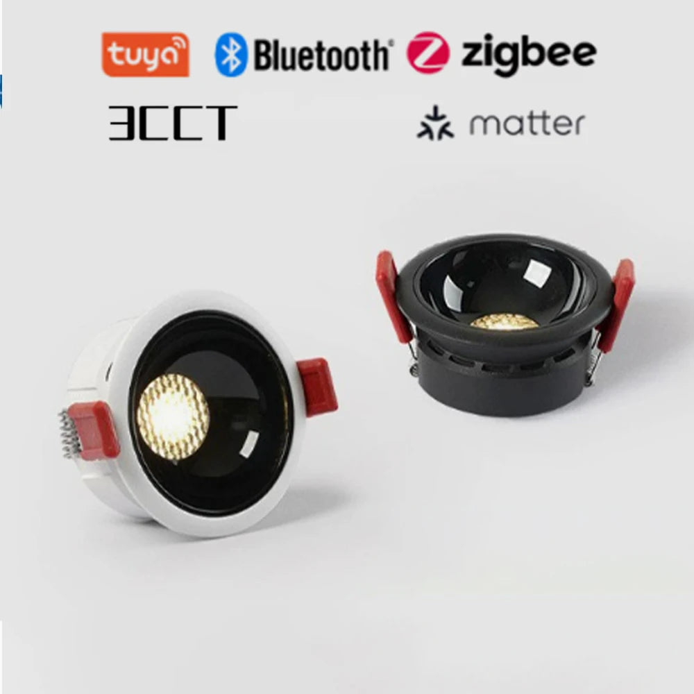 3CCT Tuya Bluetooth/Zigbee Matter Recessed Smart LED Anti Glare Downlight Lamp 7W-20W Spot Light Fixtures Indoor Home Lighting