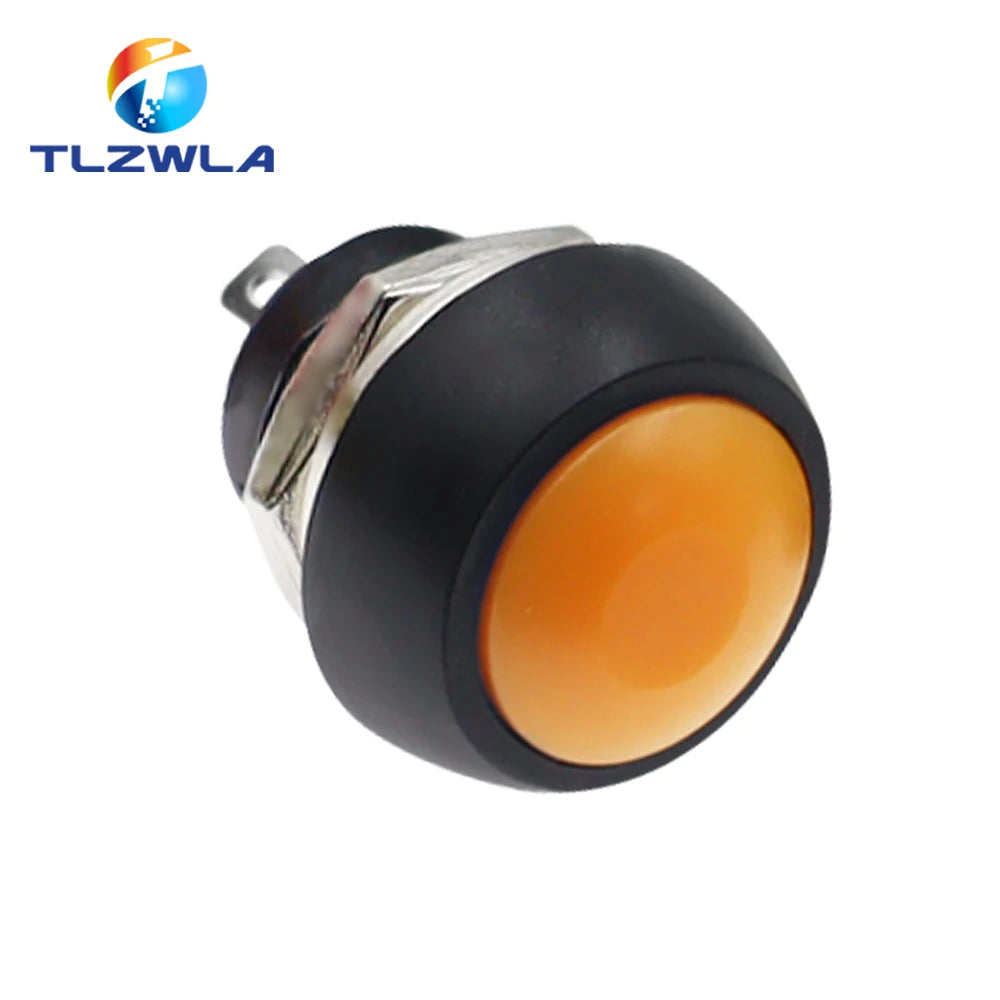 1PCS DIY Mini 12mm Momentary Waterproof Push Button Switch Horn Blue White Green Red Yellow Black 1A 250V Self-reset