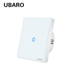 UBARO Eu Wall Touch Switch Luxury Glass Panel Led Indicator Power Light Sensor Button Live Wire Control Switches 1/2/3 Gang