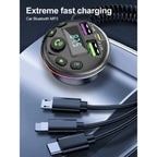 3 in 1 Charge Cable Car Bluetooth  FM Transmitter MP3 Modulator Player Handsfree Audio Receiver
