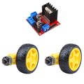 DC Gearbox Motor TT Motor 200RPM Tire Wheel DC 3-6V 1:48 Male Connector with 1Pc L298N Motor Drive Controller Board for Arduino