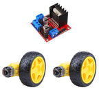 DC Gearbox Motor TT Motor 200RPM Tire Wheel DC 3-6V 1:48 Male Connector with 1Pc L298N Motor Drive Controller Board for Arduino